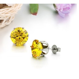 Brincos Femininos De Titânio Amarelo Duráveis Com Strass