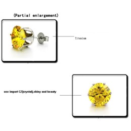 Brincos Femininos De Titânio Amarelo Duráveis Com Strass