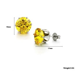 Brincos Femininos De Titânio Amarelo Duráveis Com Strass