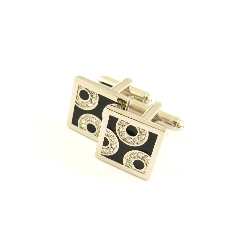 Abotoaduras Quadradas De Titânio E Ip Preto Banhadas A Diamantes Abotoaduras Quadradas De Titânio E Ip Preto Banhadas A Diamantes