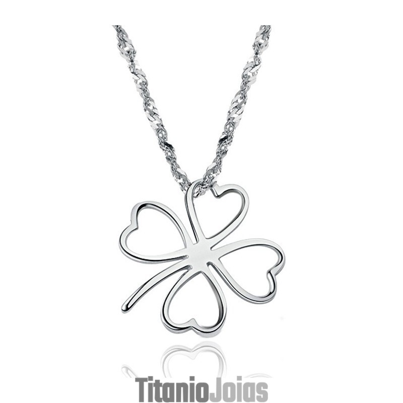 Colar De Titânio Com Revestimento De Platina Em Formato De Trevo Feminino Fácil De Usar Colar De Titânio Com Revestimento De Platina Em Formato De Trevo Feminino Fácil De Usar