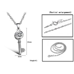 Colar Feminino De Titânio Com Cadeado E Chave, Banhado A Platina, Grande Variedade, Com Strass