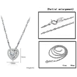 Colar De Titânio Banhado A Platina Com Strass, Feminino, De Qualidade Confiável E Com Corte Em Formato De Coração