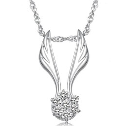 Colar De Titânio Com Revestimento De Platina Em Formato De Asa Feminina Fácil De Usar Com Strass