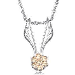 Colar De Titânio Com Revestimento De Platina Em Formato De Asa Feminina Fácil De Usar Com Strass