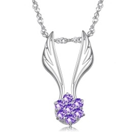 Colar De Titânio Com Revestimento De Platina Em Formato De Asa Feminina Fácil De Usar Com Strass