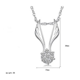 Colar De Titânio Com Revestimento De Platina Em Formato De Asa Feminina Fácil De Usar Com Strass
