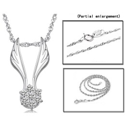 Colar De Titânio Com Revestimento De Platina Em Formato De Asa Feminina Fácil De Usar Com Strass