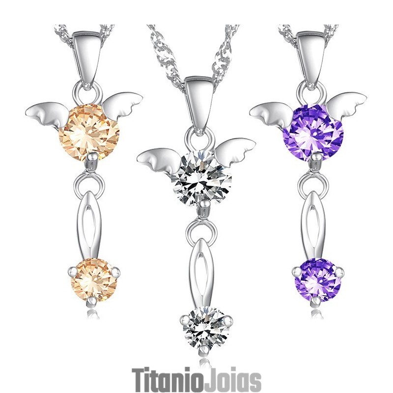 Colar De Titânio Com Revestimento De Platina Roxa Feminina De Qualidade Estável Com Diamante Colar De Titânio Com Revestimento De Platina Roxa Feminina De Qualidade Estável Com Diamante