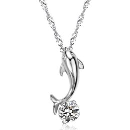 Colar Feminino De Titânio Com Formato De Golfinho E Diamante, De Renome Mundial