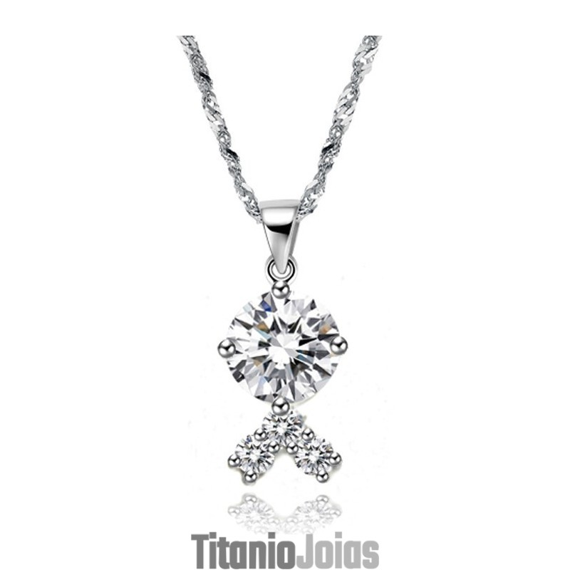 Colar Feminino De Titânio Com Revestimento De Platina E Strass De Qualidade Confiável Colar Feminino De Titânio Com Revestimento De Platina E Strass De Qualidade Confiável