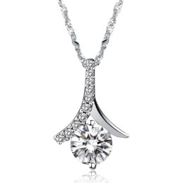 Colar Feminino De Titânio Com Banho De Platina E Diamante De Excelente Qualidade