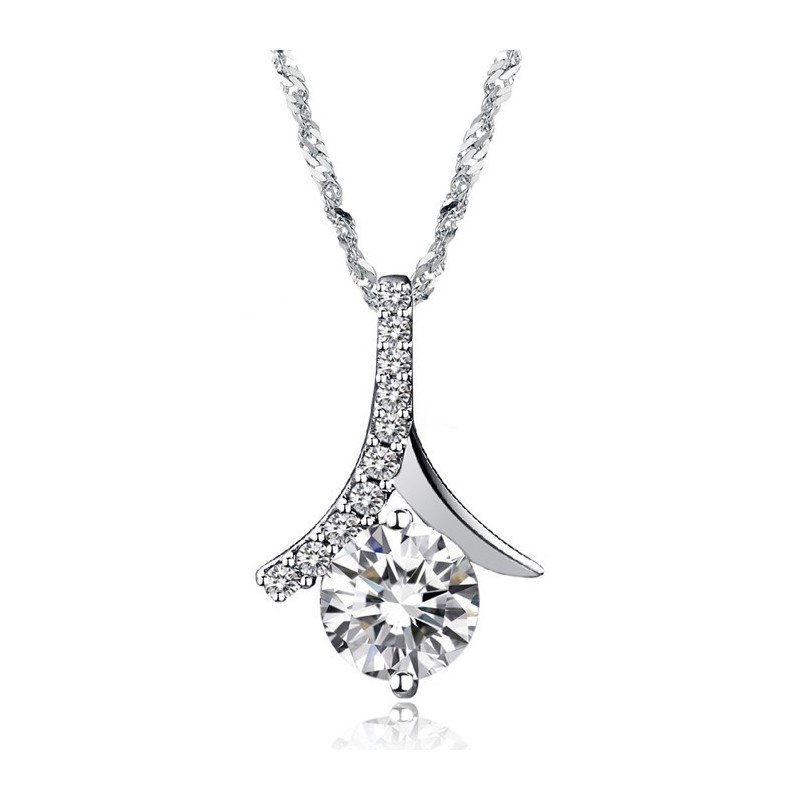 Colar Feminino De Titânio Com Banho De Platina E Diamante De Excelente Qualidade Colar Feminino De Titânio Com Banho De Platina E Diamante De Excelente Qualidade
