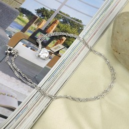 Colar Feminino De Titânio Com Banho De Platina E Diamante De Excelente Qualidade