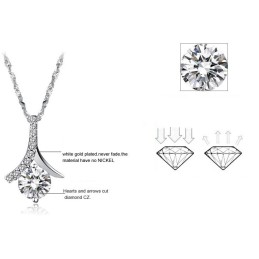 Colar Feminino De Titânio Com Banho De Platina E Diamante De Excelente Qualidade