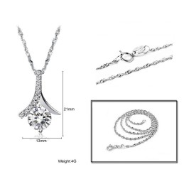 Colar Feminino De Titânio Com Banho De Platina E Diamante De Excelente Qualidade