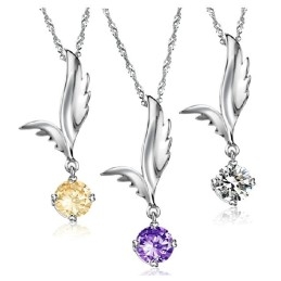 Colar De Titânio Com Revestimento De Platina E Formato De Asa Feminina De Qualidade Confiável Com Strass