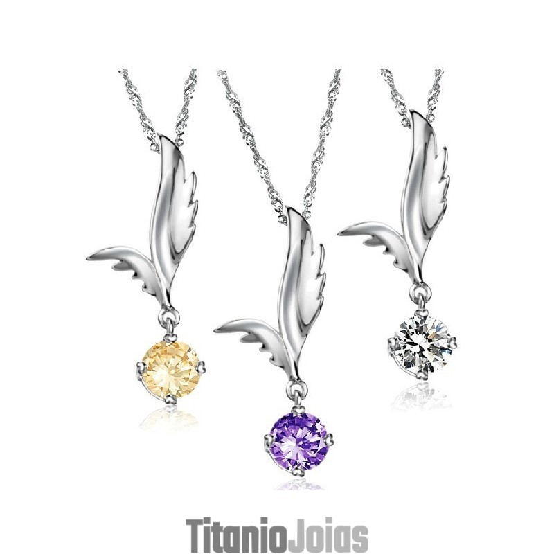 Colar De Titânio Com Revestimento De Platina E Formato De Asa Feminina De Qualidade Confiável Com Strass Colar De Titânio Com Revestimento De Platina E Formato De Asa Feminina De Qualidade Confiável Com Strass