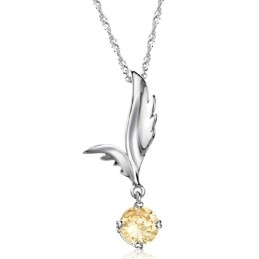 Colar De Titânio Com Revestimento De Platina E Formato De Asa Feminina De Qualidade Confiável Com Strass