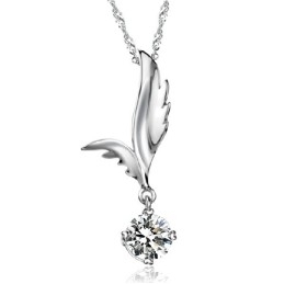 Colar De Titânio Com Revestimento De Platina E Formato De Asa Feminina De Qualidade Confiável Com Strass