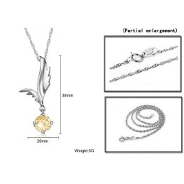 Colar De Titânio Com Revestimento De Platina E Formato De Asa Feminina De Qualidade Confiável Com Strass
