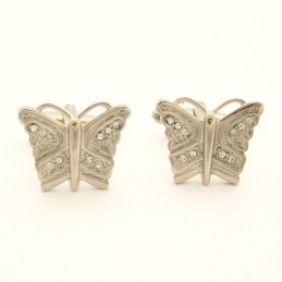 Abotoaduras De Borboleta De Titânio Com Diamantes