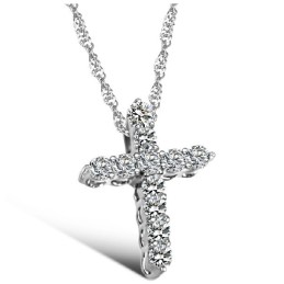 Colar De Titânio Com Cruz Feminina De Reputação Confiável E Banhado A Platina Com Strass