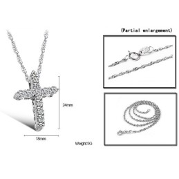 Colar De Titânio Com Cruz Feminina De Reputação Confiável E Banhado A Platina Com Strass