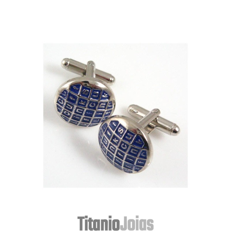 Abotoaduras Redondas Banhadas A Titânio E Ip Azul Abotoaduras Redondas Banhadas A Titânio E Ip Azul