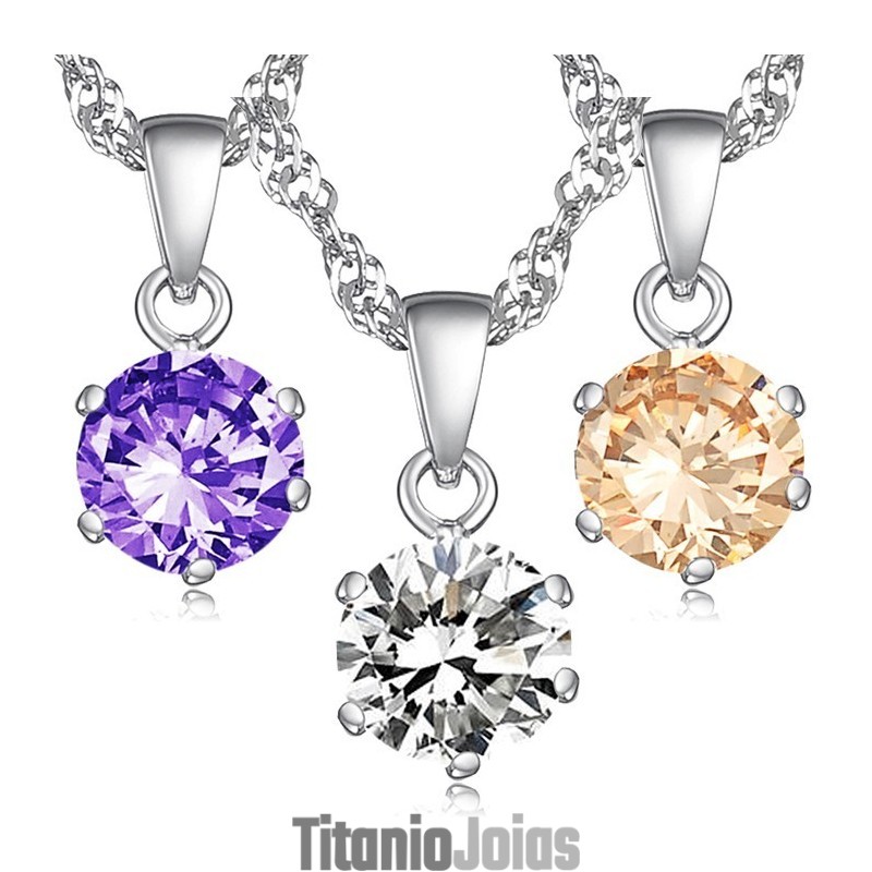 Colar De Titânio Com Revestimento De Platina Feminino De Qualidade Estável Com Diamante Colar De Titânio Com Revestimento De Platina Feminino De Qualidade Estável Com Diamante
