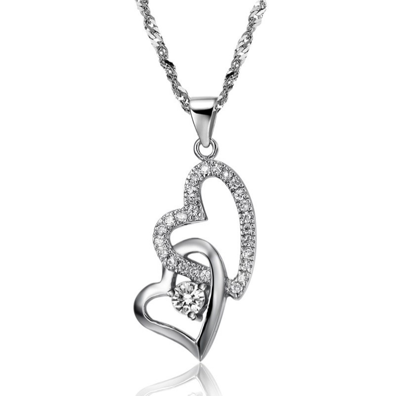 Colar De Titânio Banhado A Platina Com Pingente De Coração Feminino Da Rainha Da Qualidade Colar De Titânio Banhado A Platina Com Pingente De Coração Feminino Da Rainha Da Qualidade