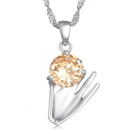 Colar Feminino De Titânio Com Banho De Platina Roxa E Diamantes De Grande Variedade