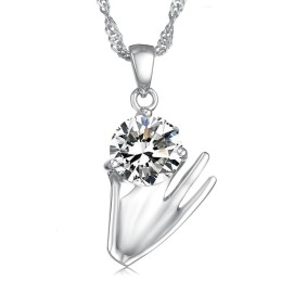Colar Feminino De Titânio Com Banho De Platina Roxa E Diamantes De Grande Variedade