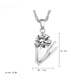 Colar Feminino De Titânio Com Banho De Platina Roxa E Diamantes De Grande Variedade