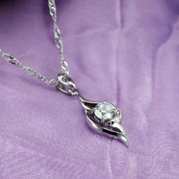 Colar De Titânio Com Revestimento De Platina Em Formato De Pena Feminina De Alta Qualidade