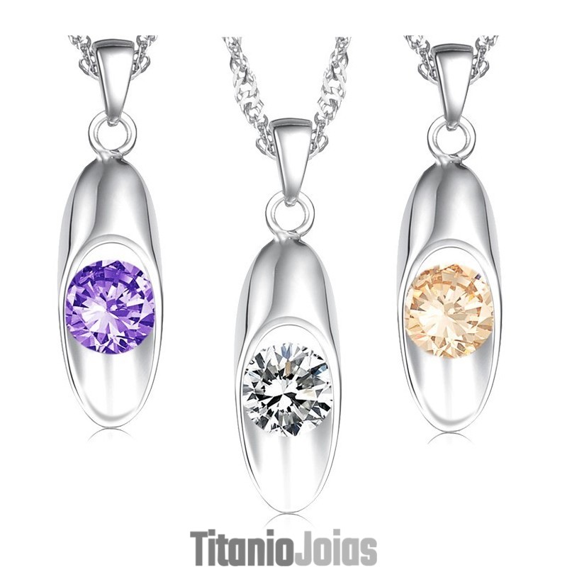 Colar Feminino De Titânio Com Banho De Platina E Diamante, Qualidade E Quantidade Garantidas Colar Feminino De Titânio Com Banho De Platina E Diamante, Qualidade E Quantidade Garantidas