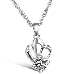Colar De Titânio Com Revestimento De Platina E Strass, Feminino, Antialérgico E Fácil De Usar