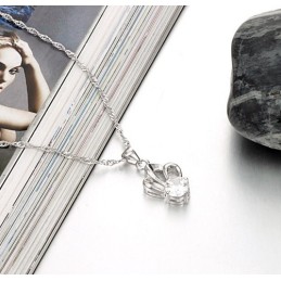 Colar De Titânio Com Revestimento De Platina E Strass, Feminino, Antialérgico E Fácil De Usar