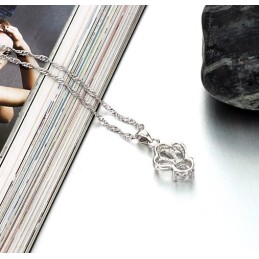 Colar De Titânio Com Revestimento De Platina E Strass, Feminino, Antialérgico E Fácil De Usar