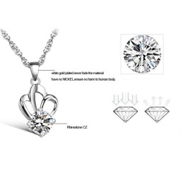 Colar De Titânio Com Revestimento De Platina E Strass, Feminino, Antialérgico E Fácil De Usar