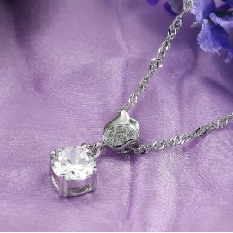 Colar Feminino De Titânio Com Banho De Platina E Strass Em Formato De Rosa, Rainha Da Qualidade