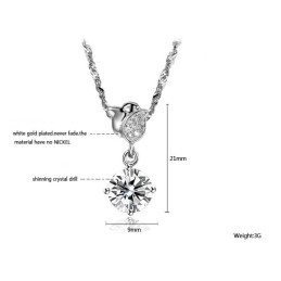 Colar Feminino De Titânio Com Banho De Platina E Strass Em Formato De Rosa, Rainha Da Qualidade