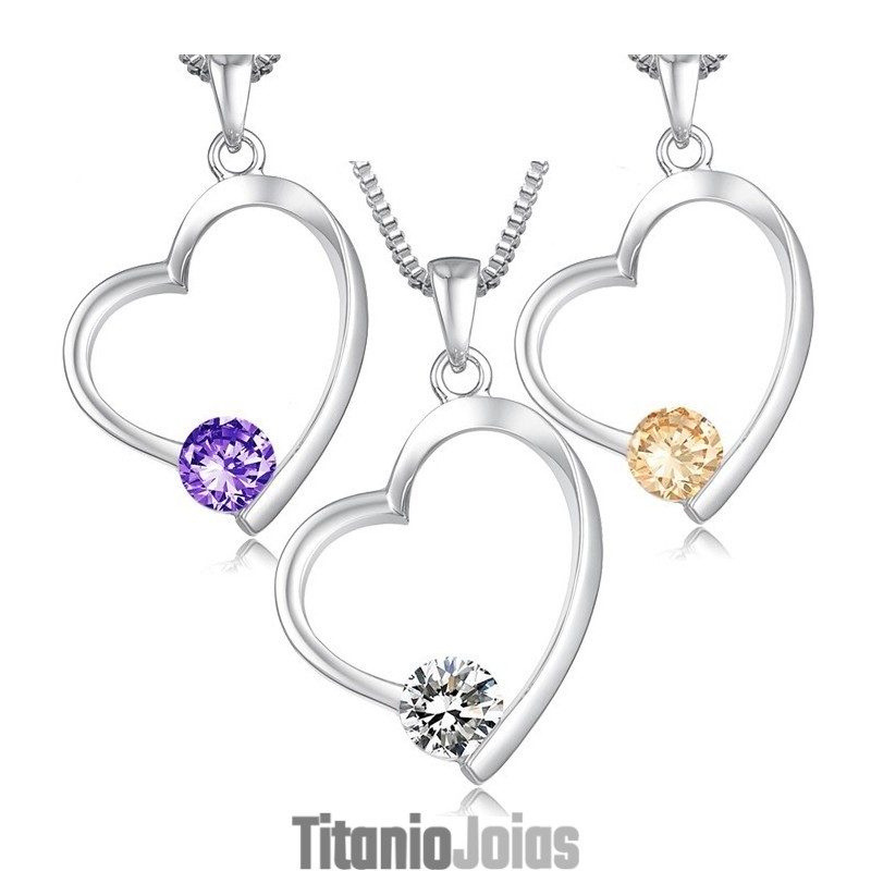 Colar Feminino De Titânio Com Banho De Platina E Diamantes, Grande Variedade Colar Feminino De Titânio Com Banho De Platina E Diamantes, Grande Variedade