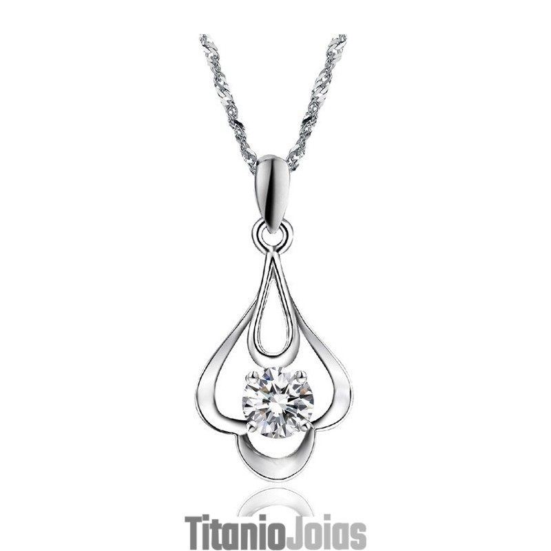 Colar Feminino De Titânio Com Banho De Platina E Diamante, Qualidade E Quantidade Garantidas Colar Feminino De Titânio Com Banho De Platina E Diamante, Qualidade E Quantidade Garantidas