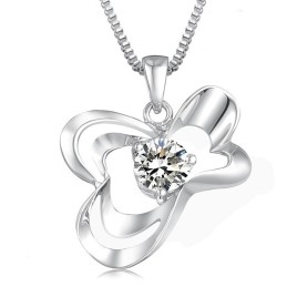 Colar Feminino De Titânio Com Banho De Platina E Diamante De Excelente Qualidade