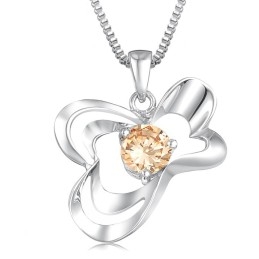 Colar Feminino De Titânio Com Banho De Platina E Diamante De Excelente Qualidade