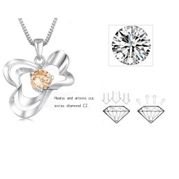 Colar Feminino De Titânio Com Banho De Platina E Diamante De Excelente Qualidade