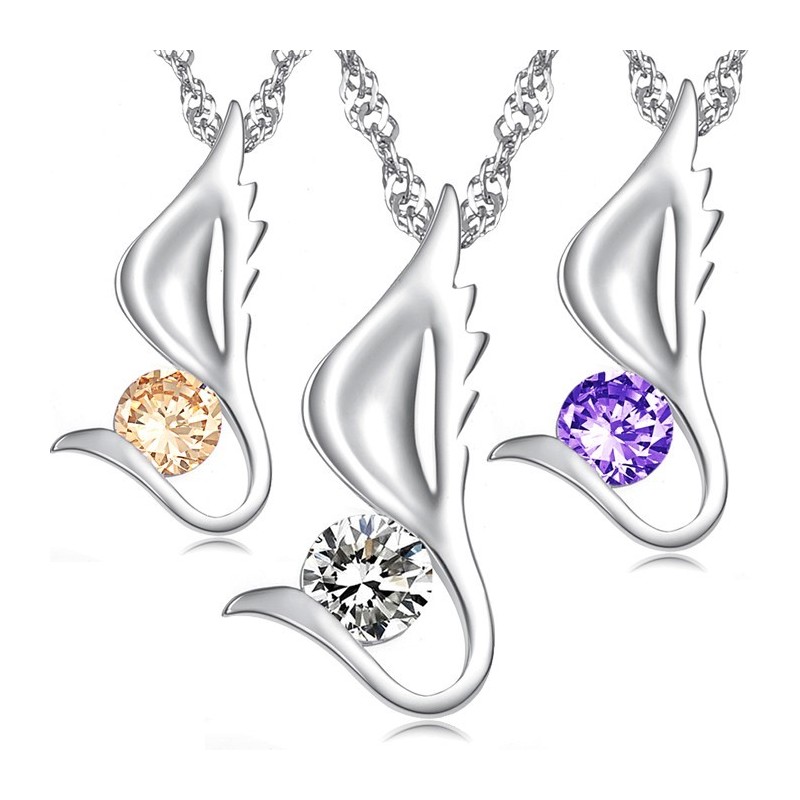 Colar De Titânio Com Revestimento De Platina E Diamante Em Formato De Asa Feminina Da Rainha Da Qualidade Colar De Titânio Com Revestimento De Platina E Diamante Em Formato De Asa Feminina Da Rainha Da Qualidade