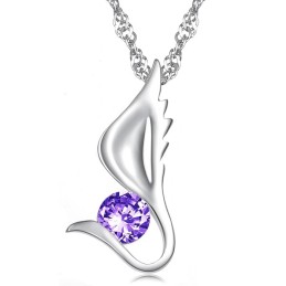 Colar De Titânio Com Revestimento De Platina E Diamante Em Formato De Asa Feminina Da Rainha Da Qualidade