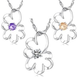 Colar Feminino De Titânio Com Banho De Platina Roxa E Diamantes De Grande Variedade